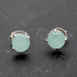 Pendientes Plata Mujer PEM0016RHCA Piedras Minerales Calcedonia