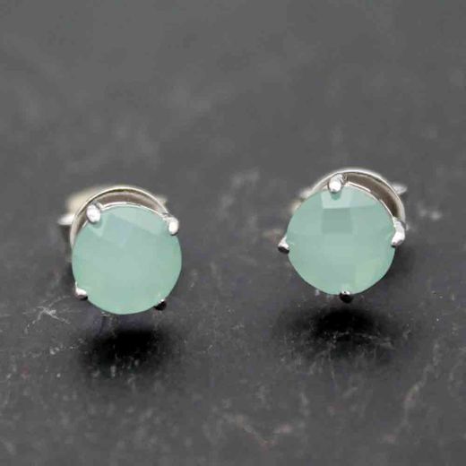 Pendientes Plata Mujer PEM0016RHCA Piedras Minerales Calcedonia
