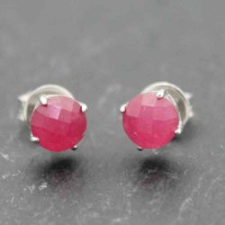 Pendientes Plata Mujer PEM0016RHRU Piedras Minerales Rubí