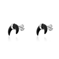 Pendientes Plata Mujer PEM0040RHOX Cuerno Piedras Minerales Onix Negro