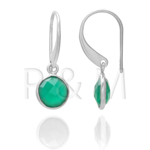 Pendientes Plata Mujer PEM0041RHOV Piedras Minerales Onix Verde