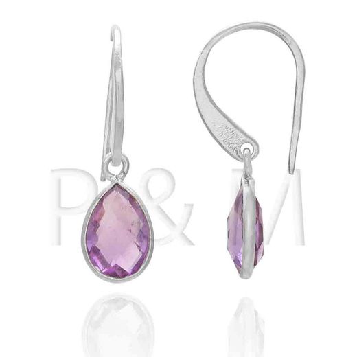 Pendientes Plata Mujer PEM0042RHAM Lagrima Piedras Minerales Amatista