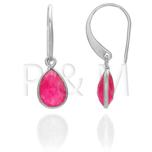 Pendientes Plata Mujer PEM0042RHCR Lagrima Piedras Minerales Cuarzo Rosa