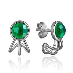 Pendientes Plata Mujer PEM0045RHOV Piedras Minerales Onix Verde
