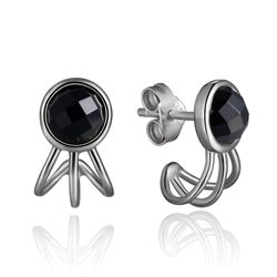 Pendientes Plata Mujer PEM0045RHOX Piedras Minerales Onix Negro
