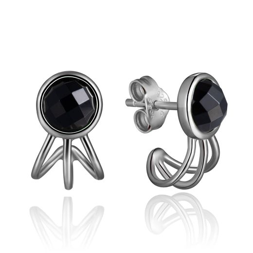 Pendientes Plata Mujer PEM0045RHOX Piedras Minerales Onix Negro