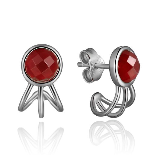 Pendientes Plata Mujer PEM0045RHRX Piedras Minerales Onix Rojo