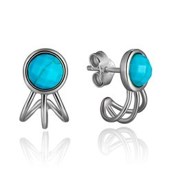 Pendientes Plata Mujer PEM0045RHTU Piedras Minerales Turquesa