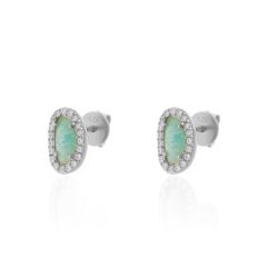 Pendientes Plata Mujer PEM0046RHAZ Piedras Óval Minerales Amazonita Circonitas