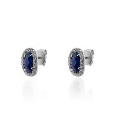 Pendientes Plata Mujer PEM0046RHLP Piedras Óval Minerales Lapislázuli Circonitas