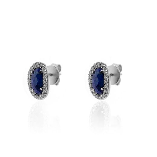 Pendientes Plata Mujer PEM0046RHLP Piedras Óval Minerales Lapislázuli Circonitas