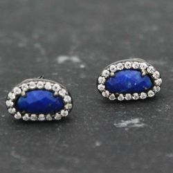 Pendientes Plata Mujer PEM0046RULP Piedras Óval Minerales Lapislázuli Circonitas