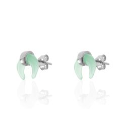 Pendientes Plata Mujer PEM0048RHCA Cuerno Piedras Minerales Calcedonia