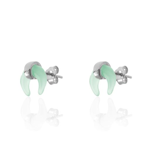 Pendientes Plata Mujer PEM0048RHCA Cuerno Piedras Minerales Calcedonia