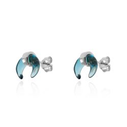 Pendientes Plata Mujer PEM0048RHGB Cuerno Piedras Minerales Glass Blue