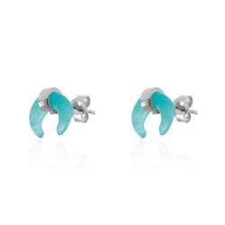 Pendientes Plata Mujer PEM0048RHTU Cuerno Piedras Minerales Turquesa