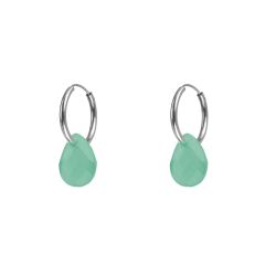 Pendientes Plata Mujer PEM0049RHCA Aro Piedras Minerales Calcedonia
