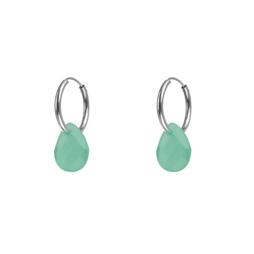 Pendientes Plata Mujer PEM0049RHCA Aro Piedras Minerales Calcedonia