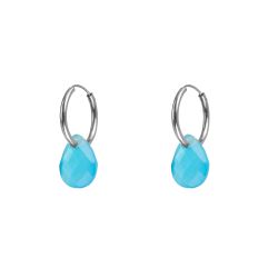 Pendientes Plata Mujer PEM0049RHCB Aro Piedras Minerales Calcedonia Azul