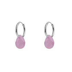 Pendientes Plata Mujer PEM0049RHCR Aro Piedras Minerales Cuarzo Rosa