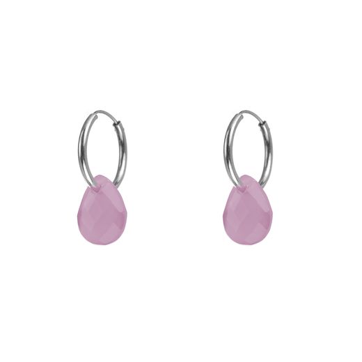 Pendientes Plata Mujer PEM0049RHCR Aro Piedras Minerales Cuarzo Rosa