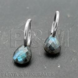 Pendientes Plata Mujer PEM0049RHLA Aro Piedras Minerales Labradorita