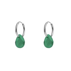 Pendientes Plata Mujer PEM0049RHOV Aro Piedras Minerales Onix Verde