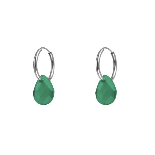 Pendientes Plata Mujer PEM0049RHOV Aro Piedras Minerales Onix Verde