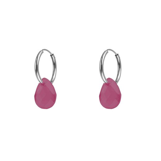Pendientes Plata Mujer PEM0049RHRU Aro Piedras Minerales Rubí