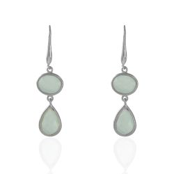 Pendientes Plata Mujer PEM0053RHCA Piedras Minerales Calcedonia