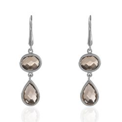 Pendientes Plata Mujer PEM0053RHCH Piedras Minerales Cuarzo Ahumado