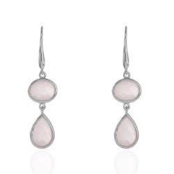 Pendientes Plata Mujer PEM0053RHCR Piedras Minerales Cuarzo Rosa