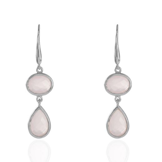 Pendientes Plata Mujer PEM0053RHCR Piedras Minerales Cuarzo Rosa