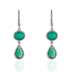Pendientes Plata Mujer PEM0053RHOV Piedras Minerales Onix Verde