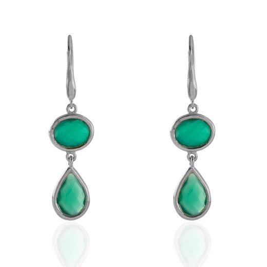 Pendientes Plata Mujer PEM0053RHOV Piedras Minerales Onix Verde