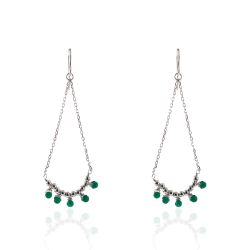 Pendientes Plata Mujer PEM0054RHOV Piedras Minerales Onix Verde