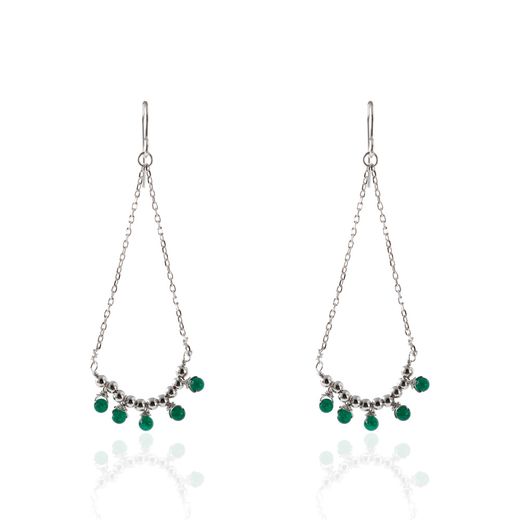 Pendientes Plata Mujer PEM0054RHOV Piedras Minerales Onix Verde