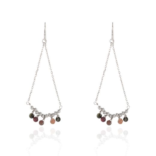 Pendientes Plata Mujer PEM0054RHTR Piedras Minerales Turmalina