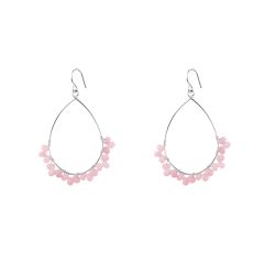 Pendientes Plata Mujer PEM0055RHCR Lagrima Piedras Minerales Cuarzo Rosa