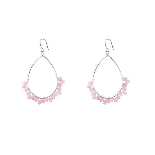Pendientes Plata Mujer PEM0055RHCR Lagrima Piedras Minerales Cuarzo Rosa