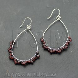 Pendientes Plata Mujer PEM0055RHGR Lagrima Piedras Minerales Granate
