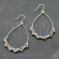 Pendientes Plata Mujer PEM0055RHLA Lagrima Piedras Minerales Labradorita