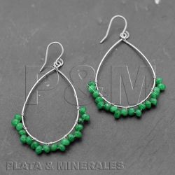 Pendientes Plata Mujer PEM0055RHOV Lagrima Piedras Minerales Onix Verde