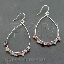 Pendientes Plata Mujer PEM0055RHTU Lagrima Piedras Minerales Turquesa
