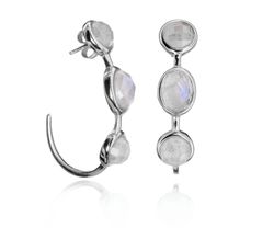 Pendientes Plata Mujer PEM0068RHLA 3 Piedras Minerales Labradorita