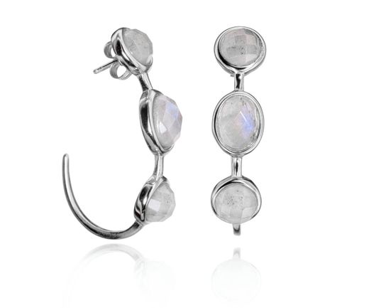 Pendientes Plata Mujer PEM0068RHLA 3 Piedras Minerales Labradorita