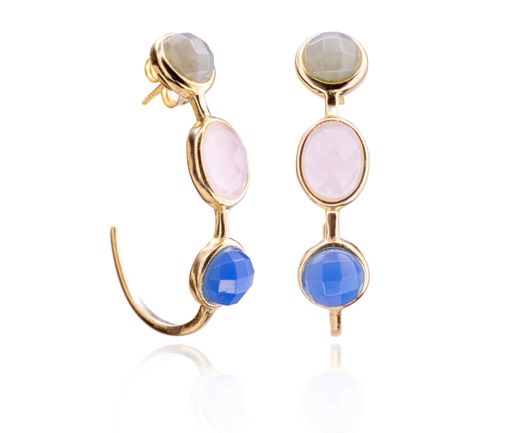 Pendientes Plata Mujer PEM0068RHVA 3 Piedras Minerales Varios