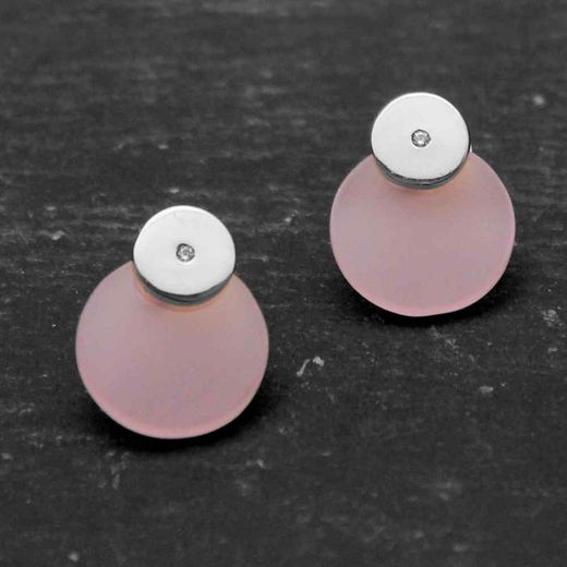 Pendientes Plata Mujer PEM0081RHCR Piedras Minerales Cuarzo Rosa