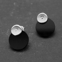 Pendientes Plata Mujer PEM0081RHOX Piedras Minerales Onix Negro