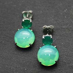 Pendientes Plata Mujer PEM0084RHOVOG Piedras Minerales Onix Verde y Ópalo Verde